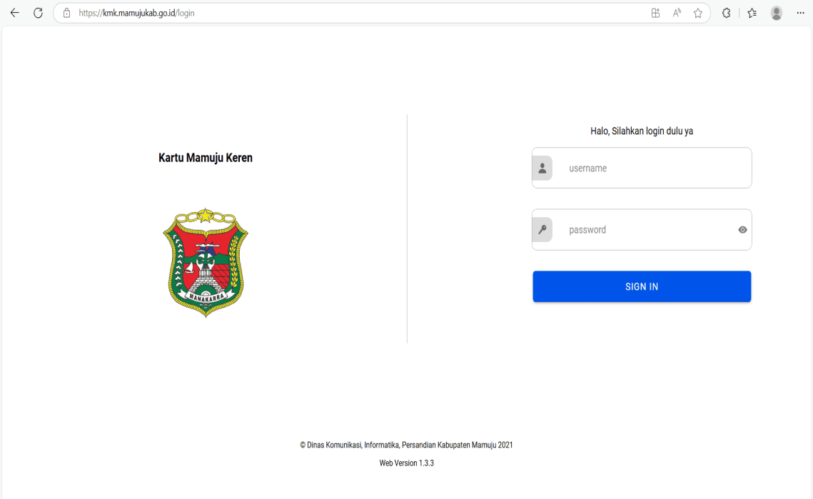Kartu Mamuju Keren (KMK) - Web screenshot 1